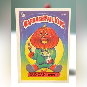 Garbage Pail Kids Card Duncan Pumpkin 153B Error Pink Swirl Rare HTF